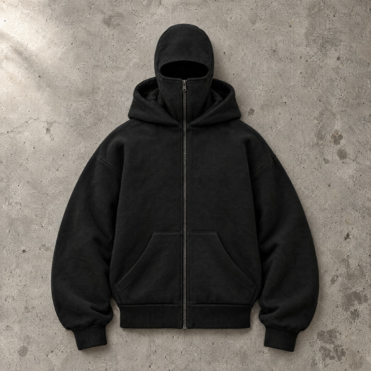Double-layer hooded zip-up sweatshirt
