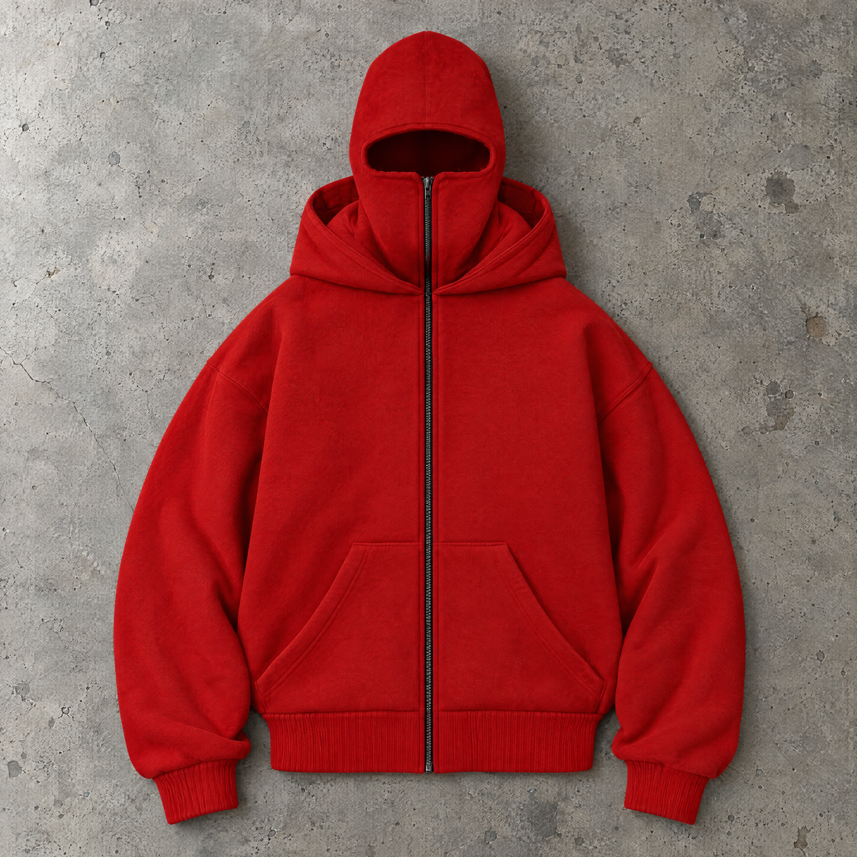 Double-layer hooded zip-up sweatshirt