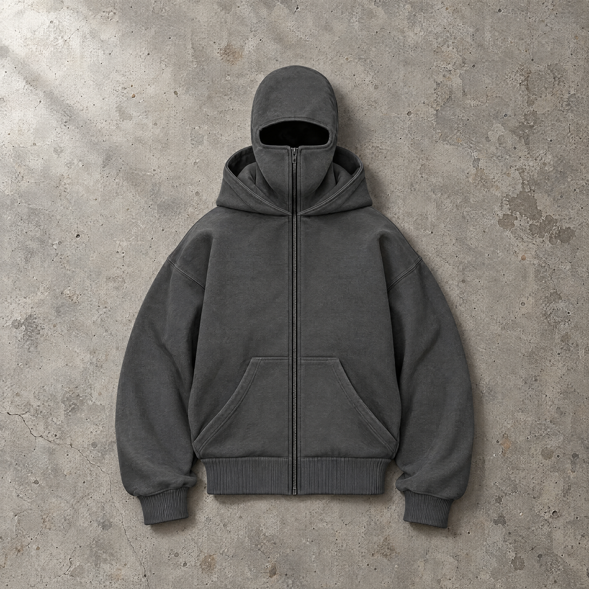 Double-layer hooded zip-up sweatshirt