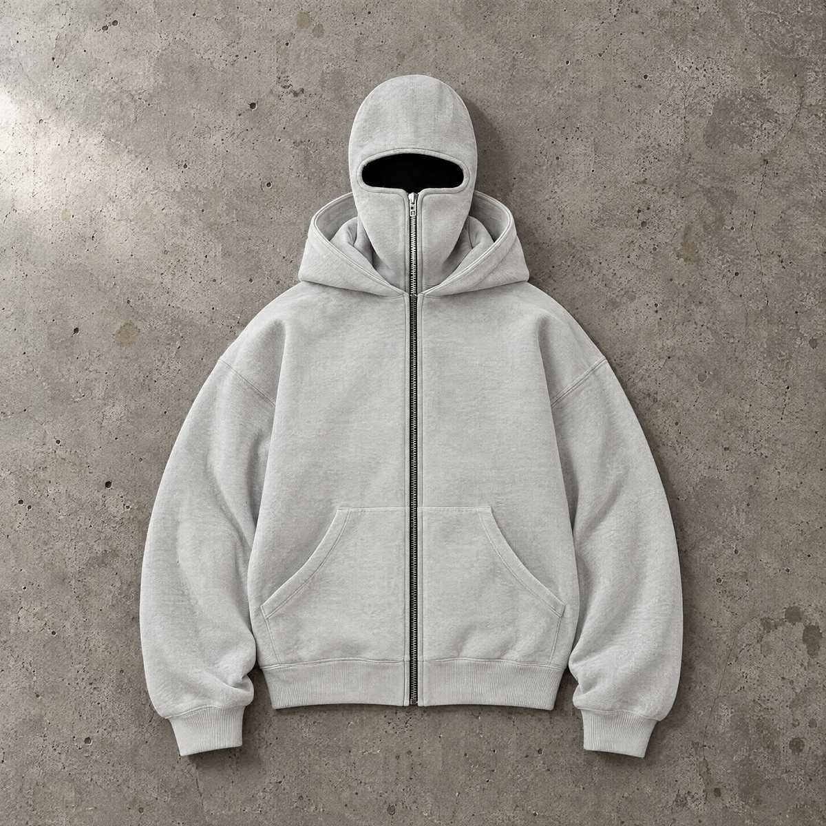 Double-layer hooded zip-up sweatshirt
