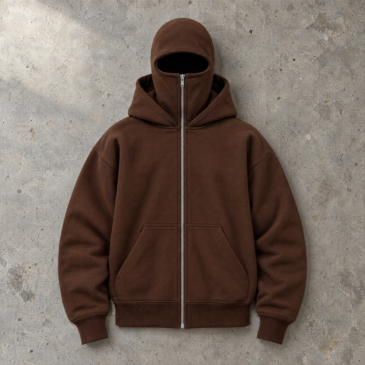 Double-layer hooded zip-up sweatshirt